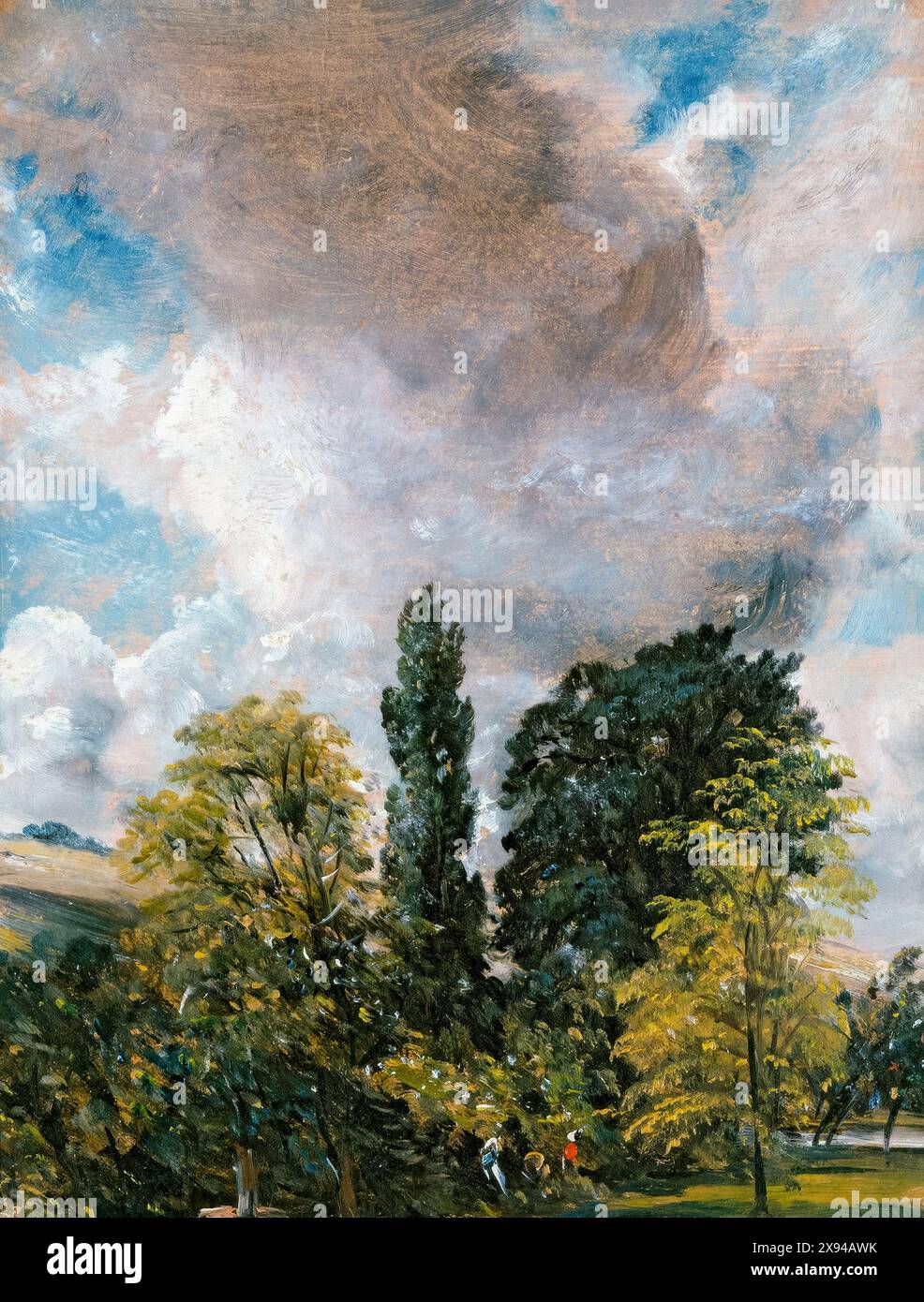 John Constable, The Close, Salisbury, Landschaftsmalerei in Öl auf Papier, 1829 Stockfoto