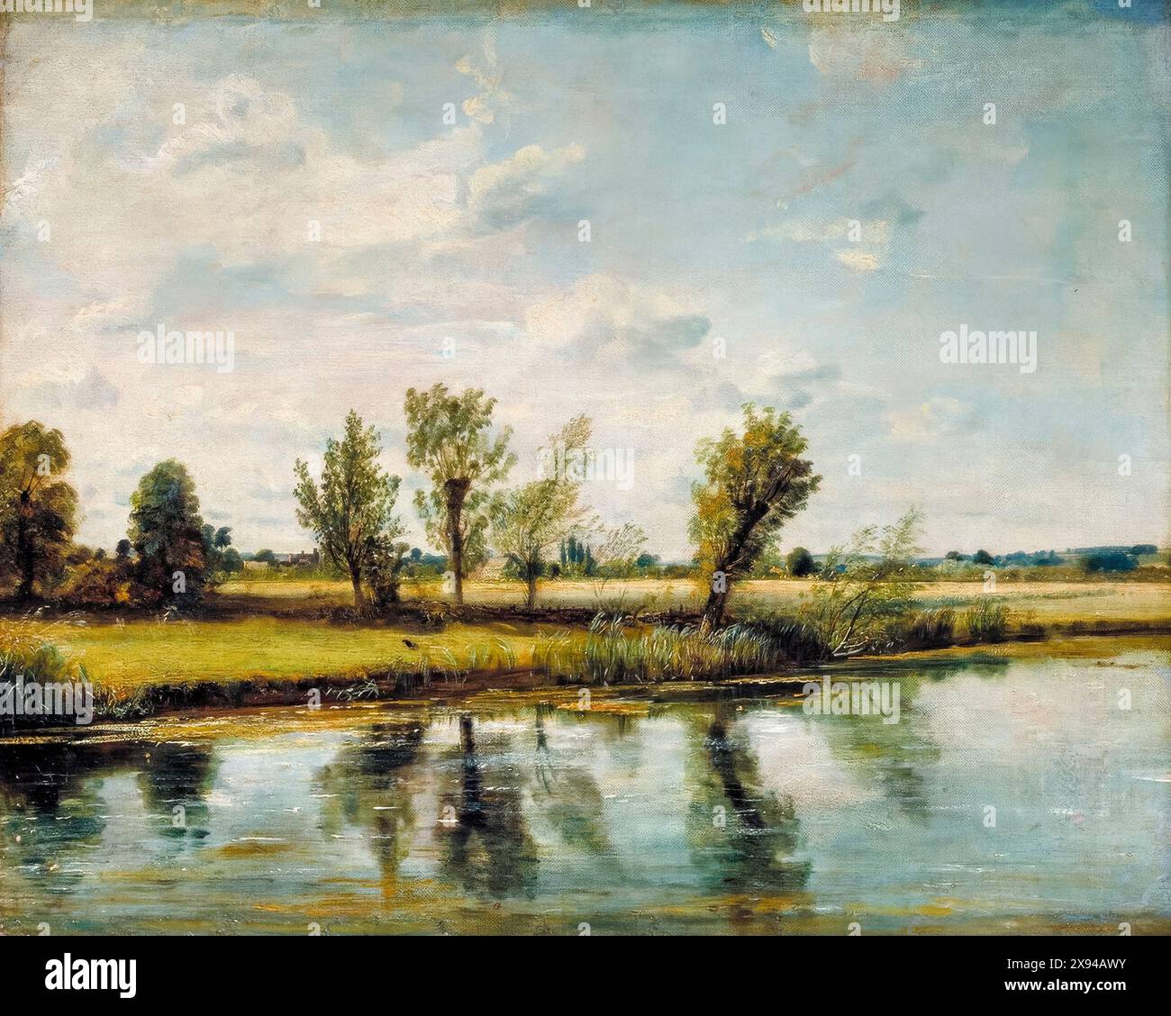 John Constable, Wasserwiesen bei Salisbury, Landschaftsmalerei in Öl auf Leinwand, 1820-1829 Stockfoto