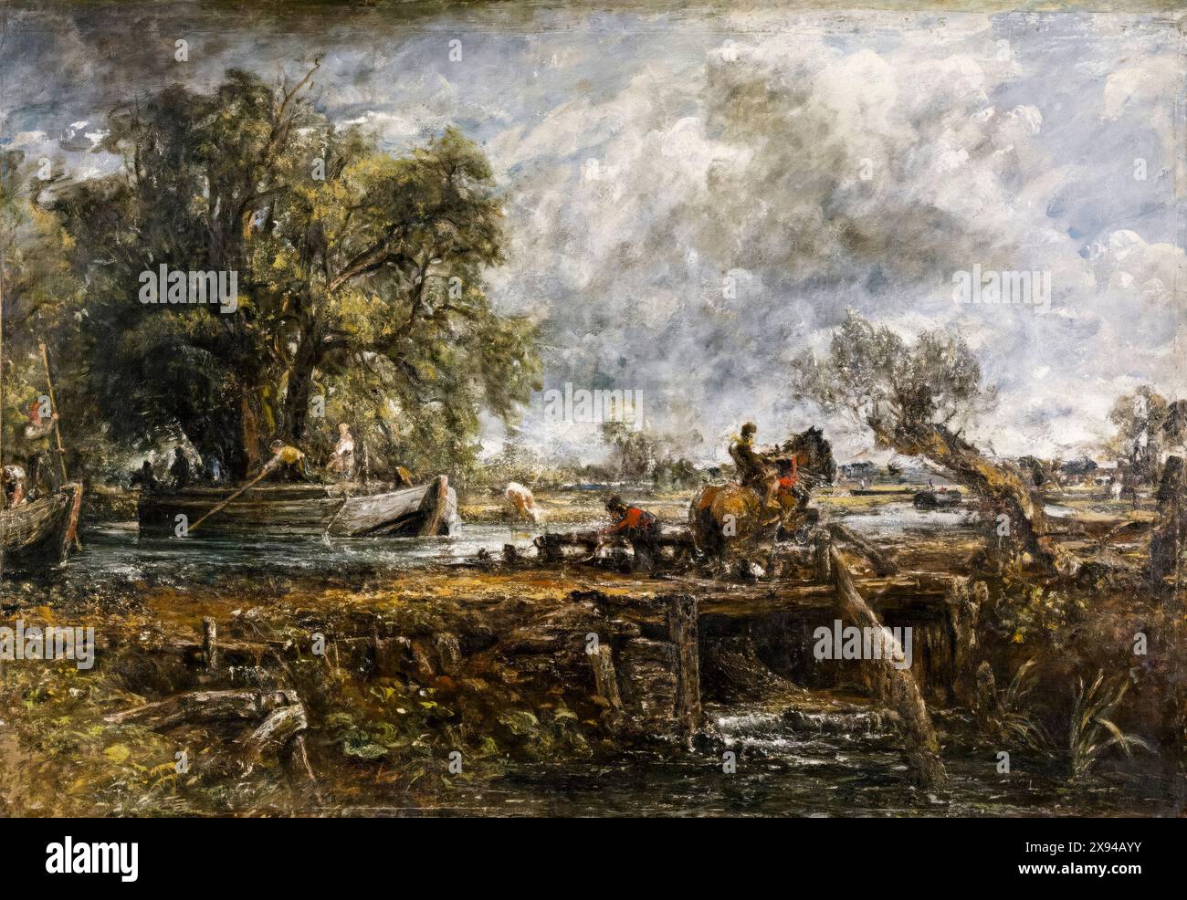 John Constable, das springende Pferd (Ölskizze), Landschaftsmalerei, um 1825 Stockfoto