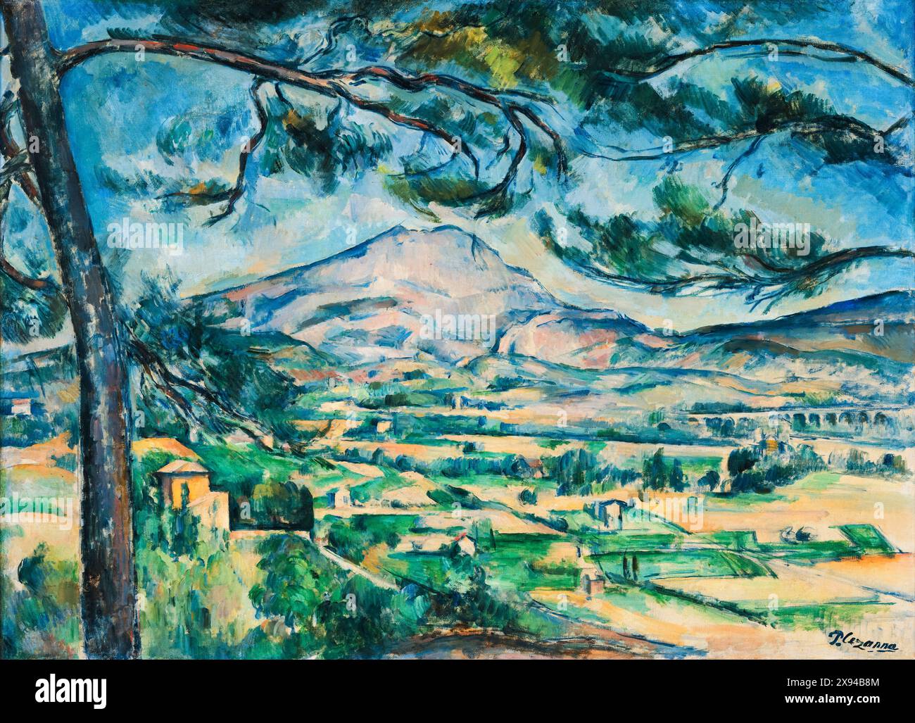 Paul Cezanne, Montagne Sainte-Victoire mit großer Kiefer, Landschaftsgemälde in Öl auf Leinwand, 1887 Stockfoto