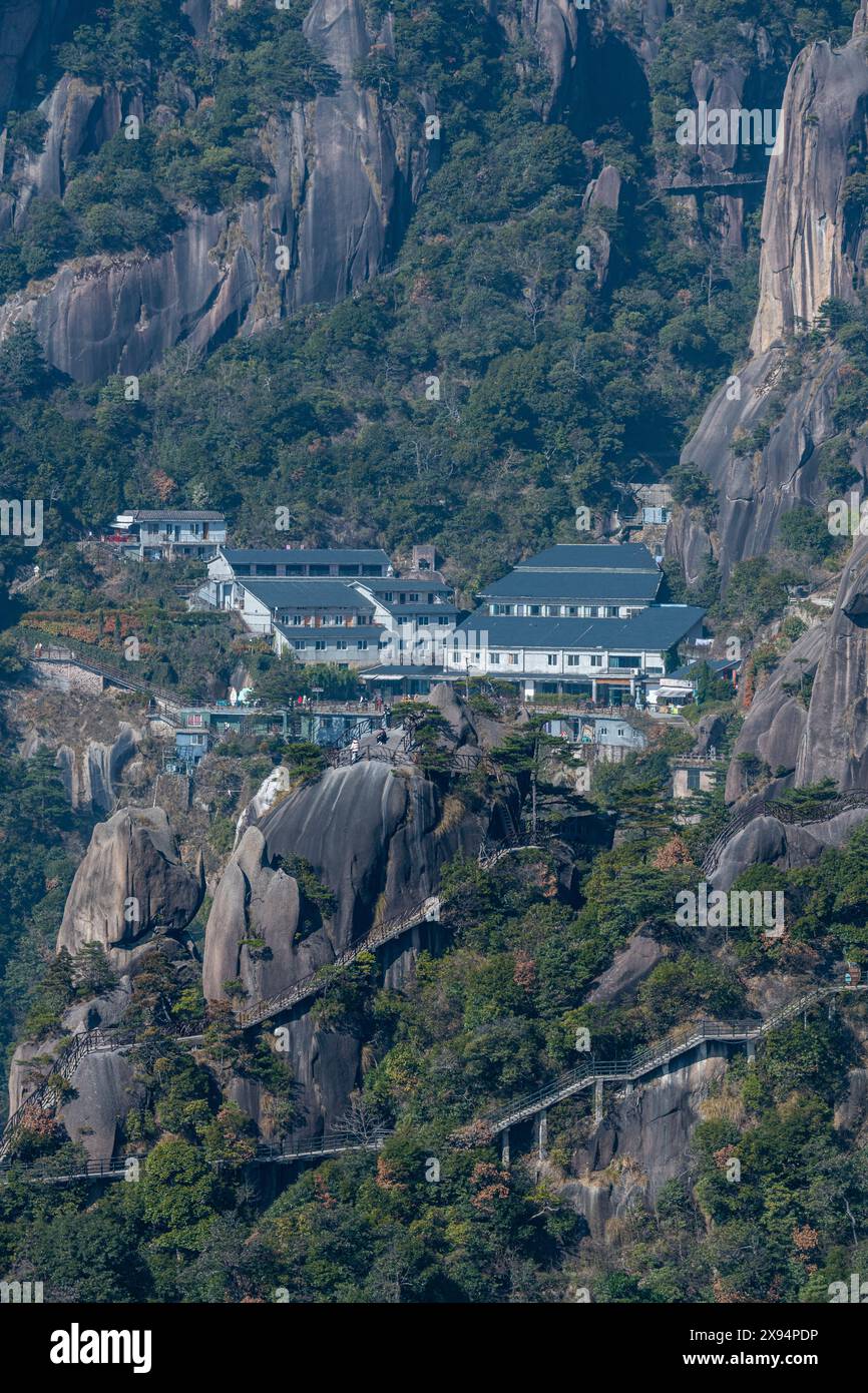 Hotel im UNESCO-Weltkulturerbe, Taoist Sanqing Mountain, Jiangxi, China, Asien Stockfoto