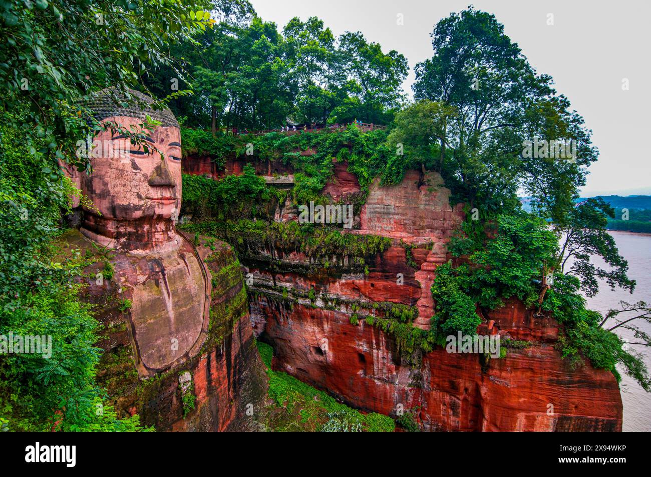 Leshan Giant Buddha, der größte Stein-Buddha der Erde, das Landschaftsgebiet des Mount Emei, UNESCO-Weltkulturerbe, Leshan, Sichuan, China, Asien Stockfoto