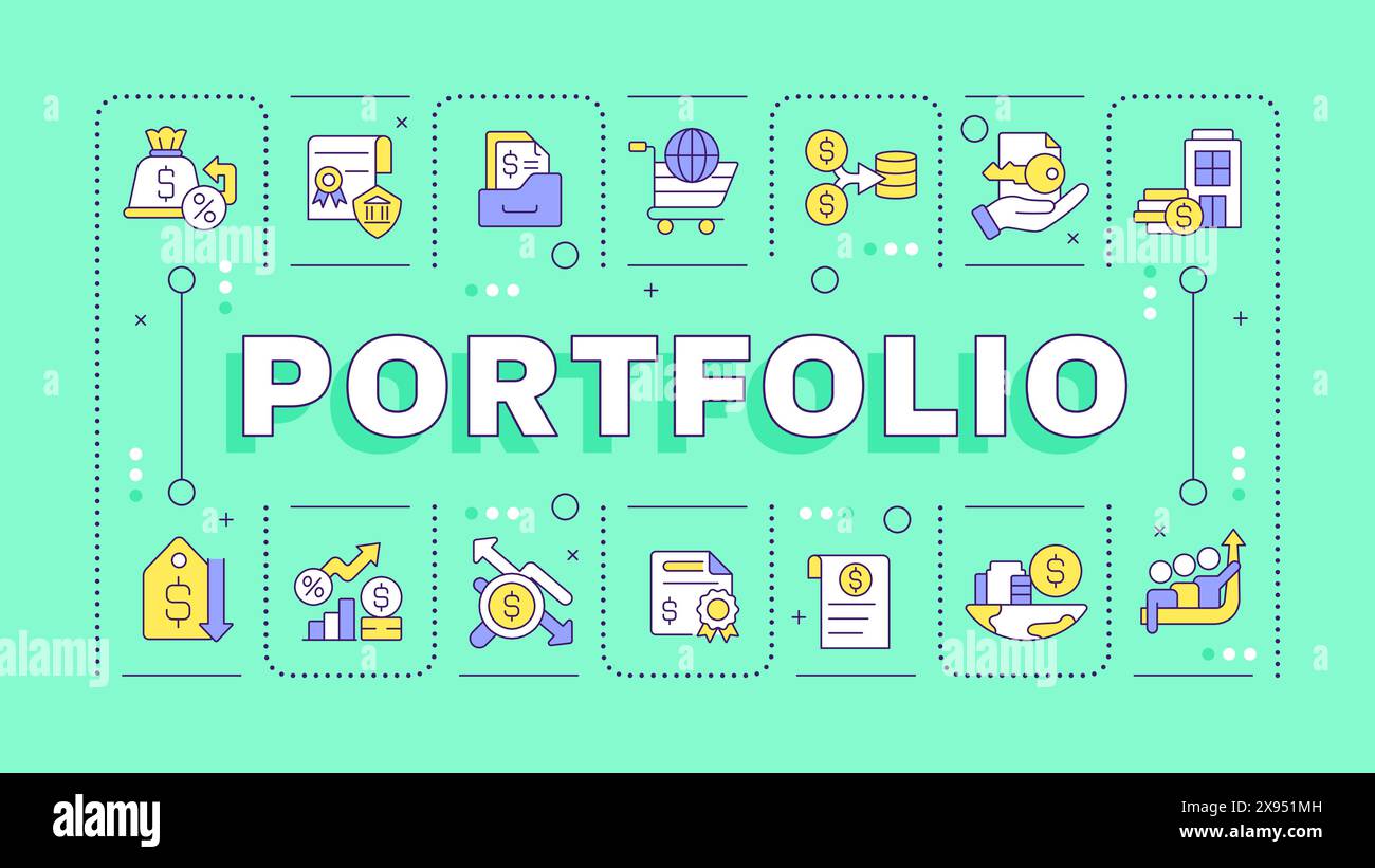Portfolio Green Word Konzept Stock Vektor