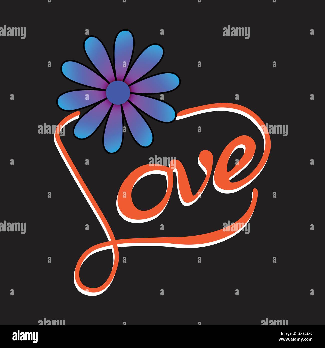 Schöne Blumen- und Typografie lieben Worldkunst, Kombination aus verlaufenen Blumenbuchstaben und Sukkulenten Stock Vektor