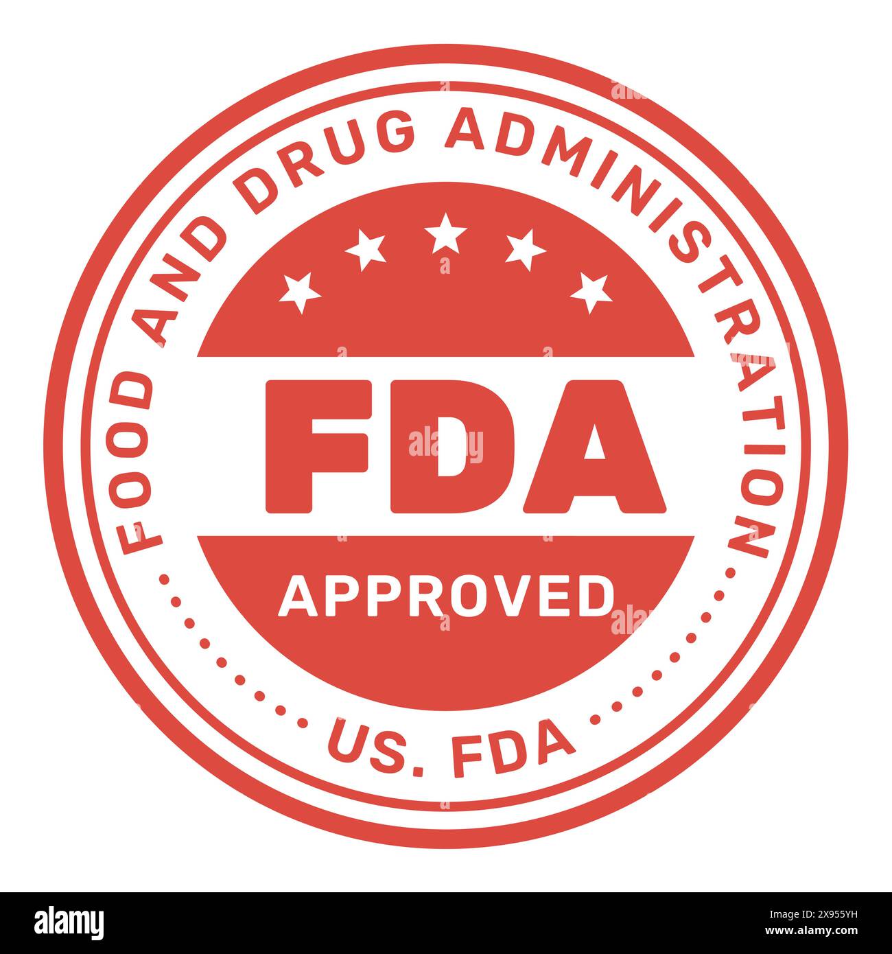 FDA genehmigter runder Stempel, Food and Drug Administration Siegel oder Emblem, Qualitätssymbol, Vektor Stock Vektor
