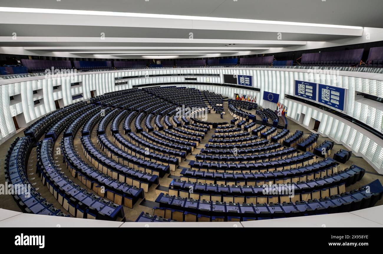 Plenum, Europäisches Parlament, 1 Alle. Du Printemps, Straßburg, Unterrhein, Frankreich, Plenum, Europäisches Parlament, 1 Alle. Du Printemps, Straßburg, Dépar Stockfoto