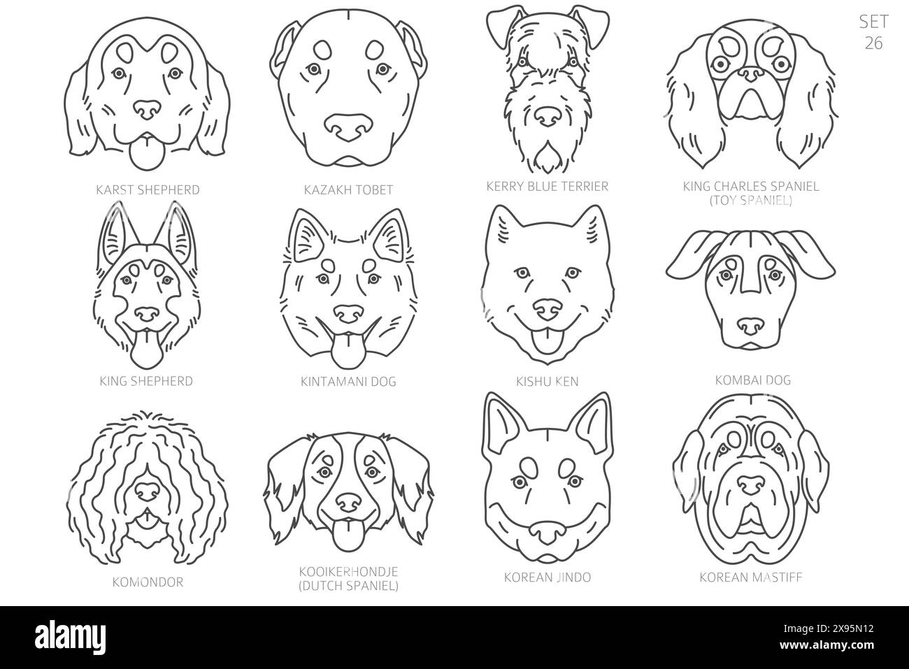 Hundekopf-Silhouetten in alphabetischer Reihenfolge. Alle Hunderassen ...