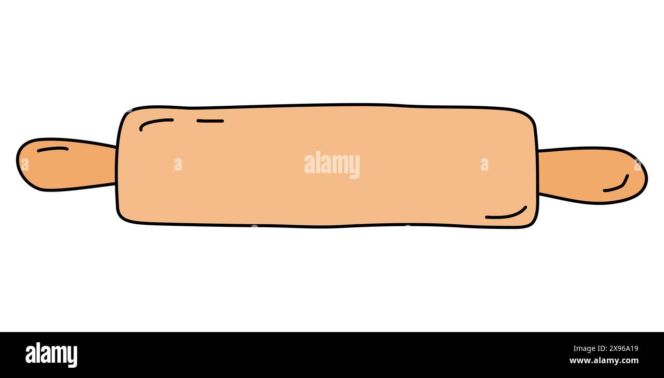 Hölzerner Rollstift, Kochen oder Backen Küchenutensil Designelement, Vektor-Illustration Stock Vektor