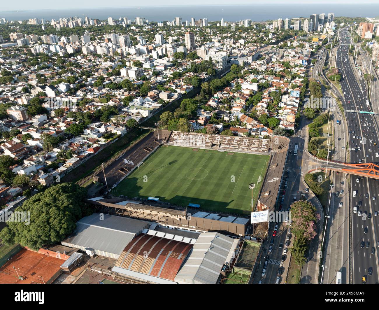 Buenos Aires, Argentinien, 6. Februar 2023: Fußballstadion Platense. Platense Stadium. Platense Court. Stockfoto