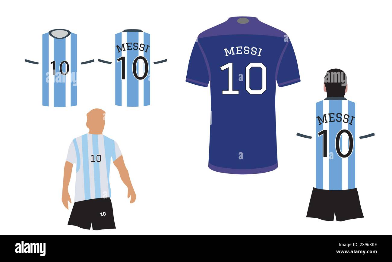 Messi Jersey Vektor- Und Illustrationskollektion. Stock Vektor