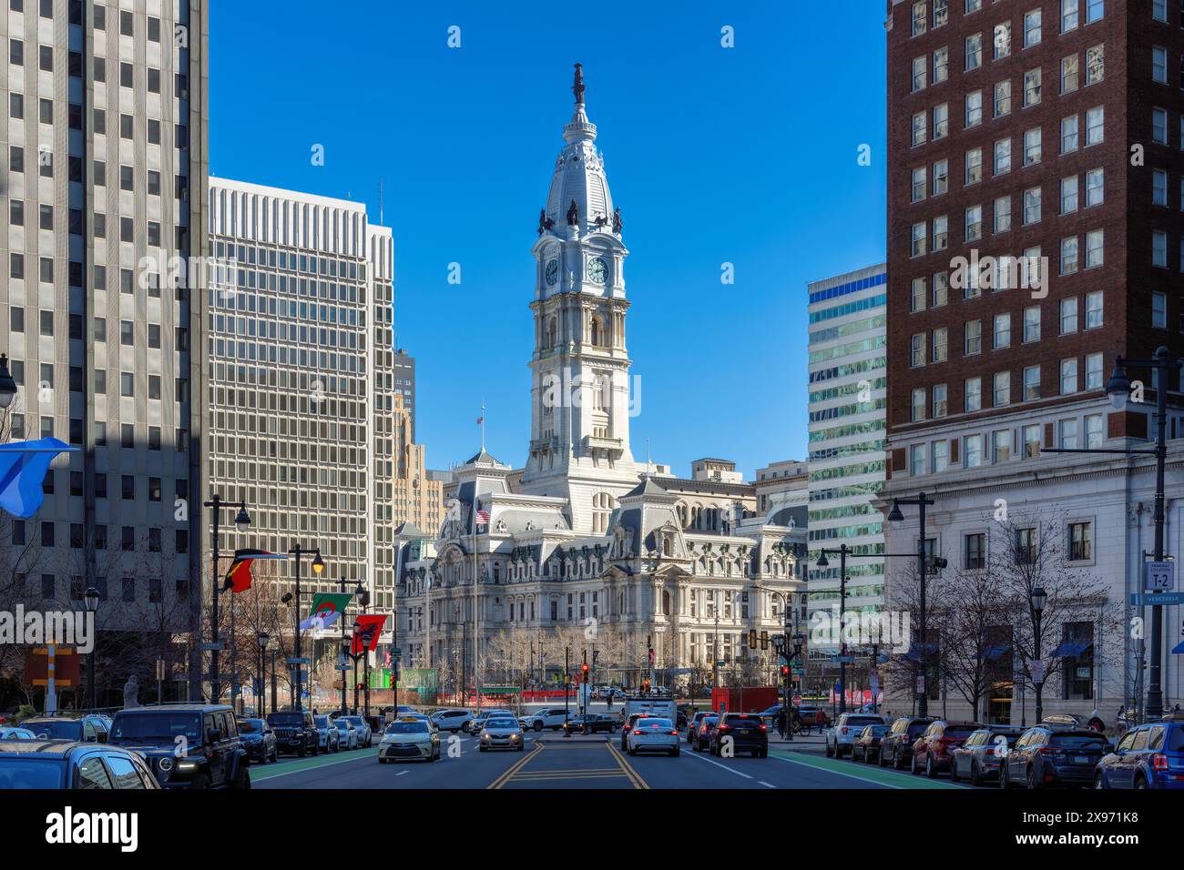 Stadtzentrum von Philadelphia mit historischem Rathaus, Philadelphia, Pennsylvania, USA Stockfoto