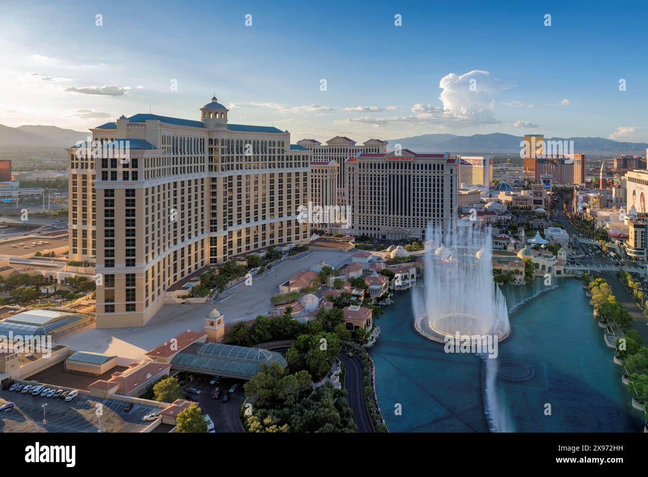 Skyline von Las Vegas bei Sonnenuntergang Stockfoto