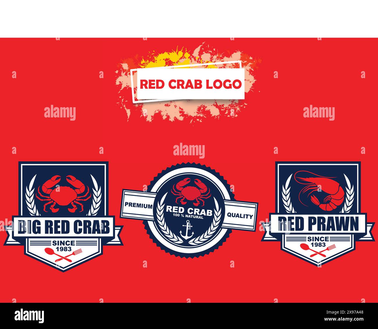 Red Crab Vector Logoset – perfekt für Meeresfrüchte-Branding, Küstenunternehmen, Projekte im maritimen Stil und Meeresprodukte Stock Vektor