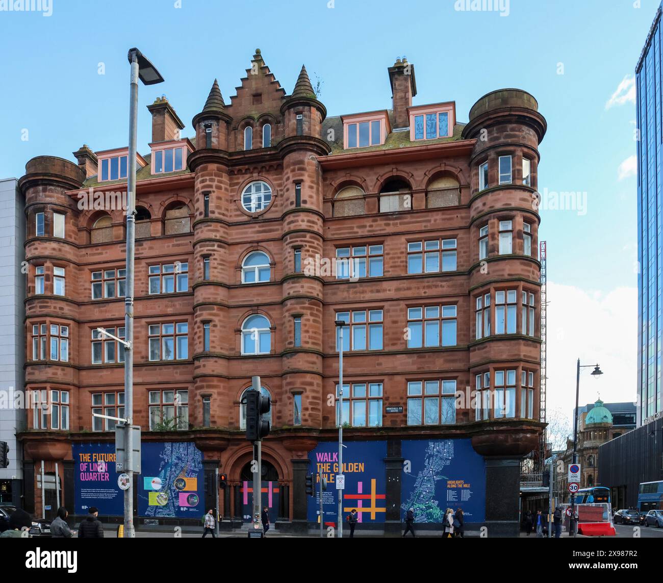 Belfast City Centre ist denkmalgeschütztes Gebäude Scottish Mutual Building geplant für George Best Hotel, wartet aber auf neue Hotelentwicklung Martin Property Group Stockfoto