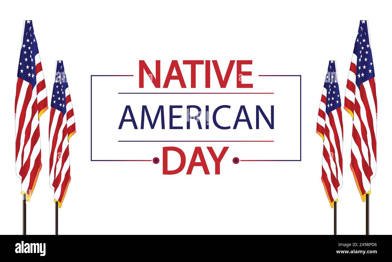 Zu Ehren der amerikanischen Ureinwohner, Die Ein Illustrationsdesign mit Einer US-Flagge auszeichnen Stock Vektor