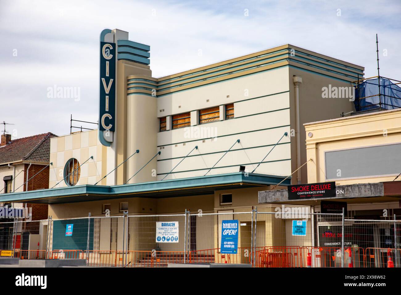 Das Scone Civic Theatre Building im regionalen New South Wales ist ein denkmalgeschütztes Gebäude im Stadtzentrum von New South Wales. Stockfoto