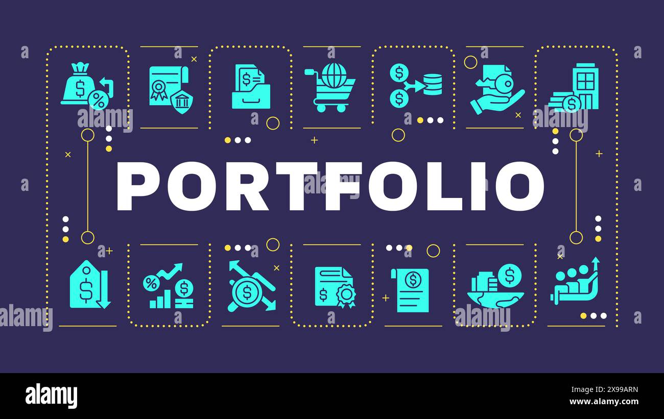 Portfolio Lila Wort Konzept Stock Vektor