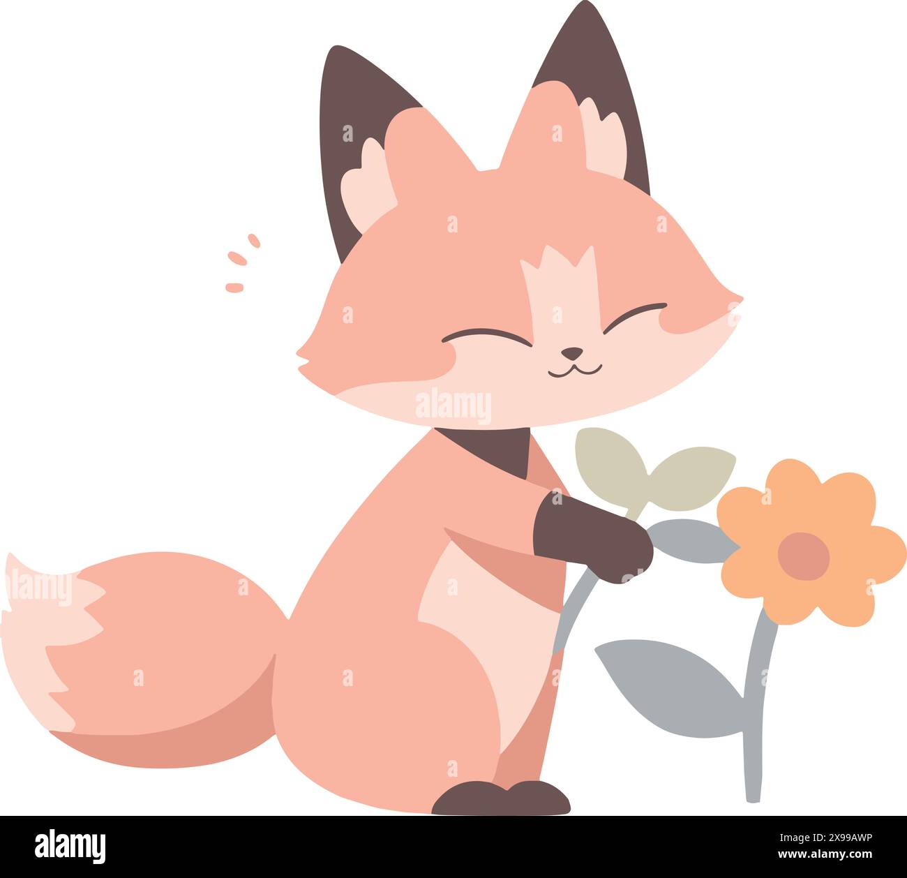 Tierfreund Gartenarbeit, niedliche Cartoon-Stil Vektor-Illustration (Fuchs) Stock Vektor