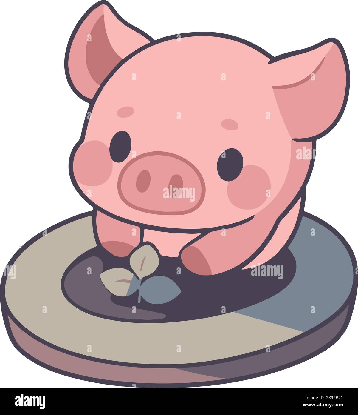 Tierfreund Gartenarbeit, niedliche Cartoon-Stil Vektor-Illustration (Schwein) Stock Vektor