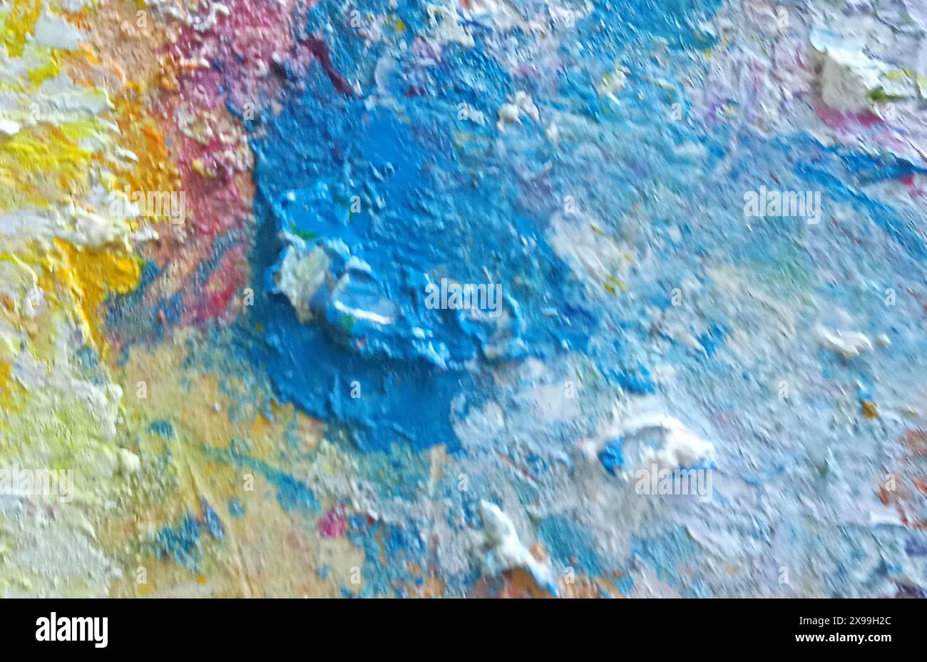 Ölfarben auf einer Palette für den Hintergrund gemischt Stockfoto