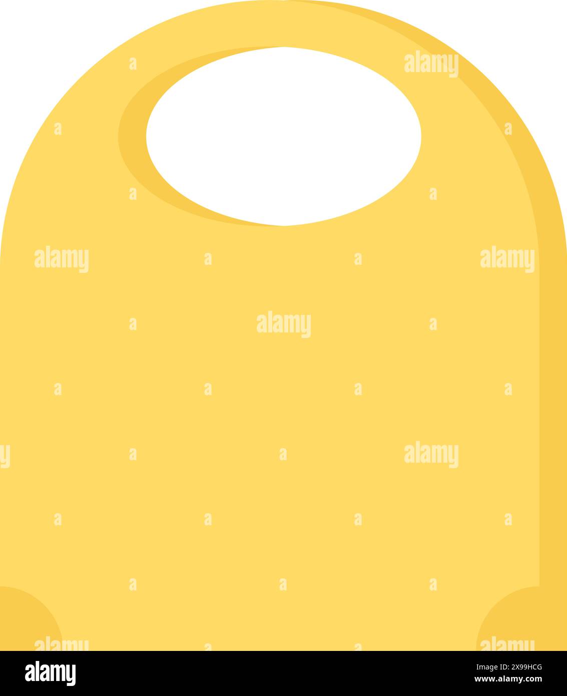 Gelber Kunststoffbeutel mit Griffen. Helle Verpackung von Einkäufen, flaches Element für den Einkaufsprozess für modernes und Retro-Design. Einfaches Farbvektor-Piktogr Stock Vektor