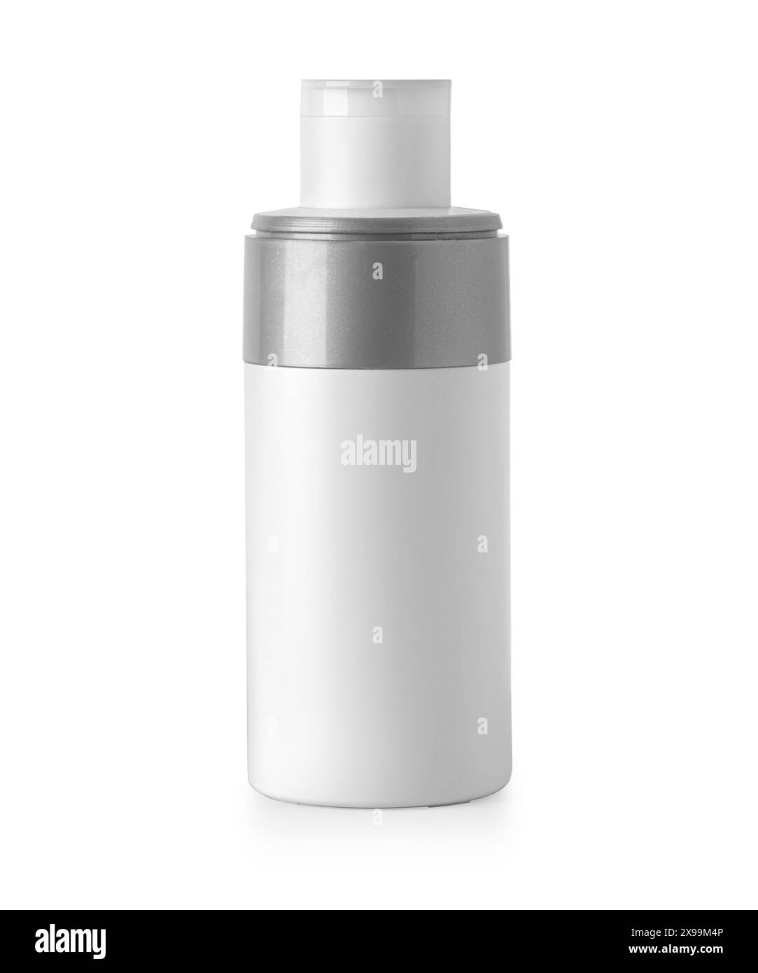 Luxuriöse luftlose Vakuumflasche, Pumpbehälter mit Spender für Kosmetikverpackungen. Weiße satinierte Oberfläche, kleine Reisegröße, nachfüllbar, steril. Ist Stockfoto