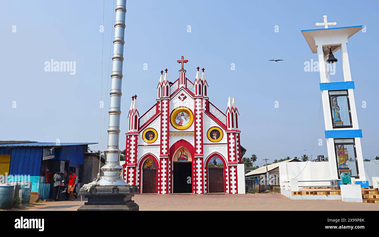 Alte Portugiesische Kirche, Vizhinjam, Kovalam, Thiruvananthapuram, Kerala, Indien. Gegründet 1875 Stockfoto