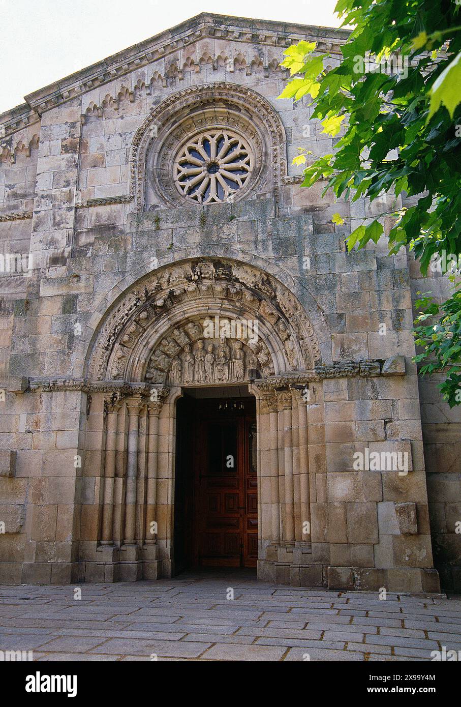Fassade der Stiftskirche Santa Maria. La Coruña, Galicien, Spanien. Stockfoto