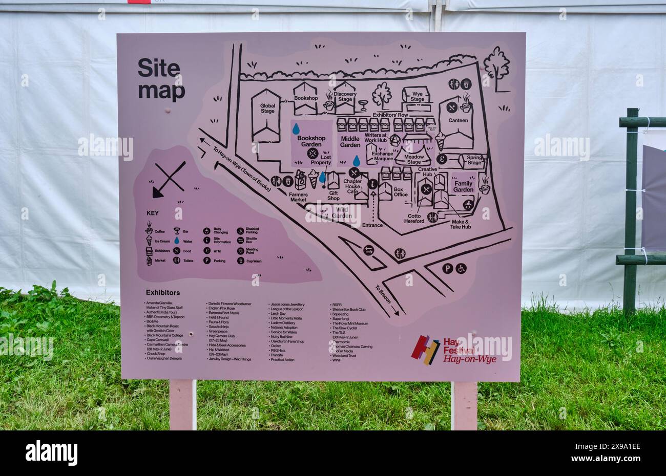 Sitemap, Hay Festival, Hay-on-Wye, Powys, Wales Stockfoto