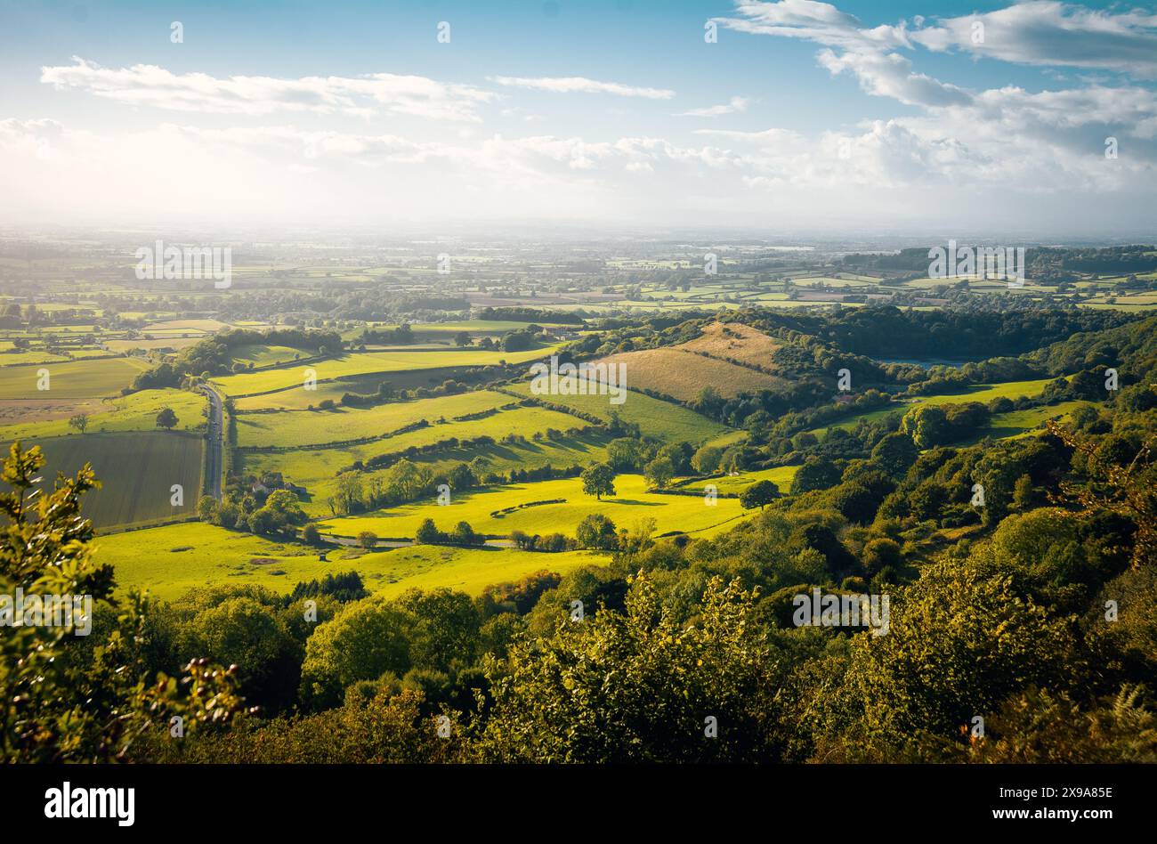 Blick auf die Green Fields von Yorkshire von der Sutton Bank Stockfoto