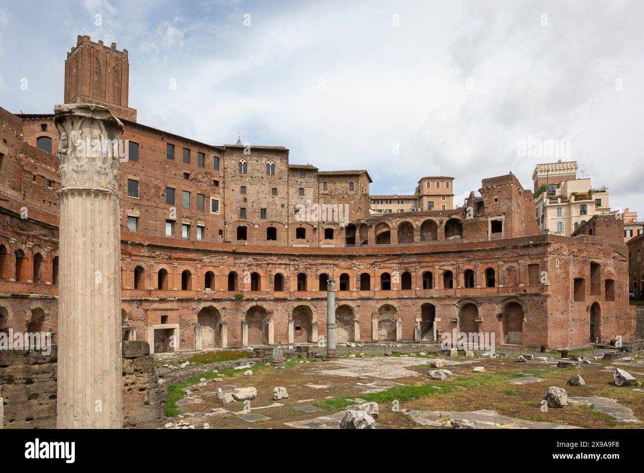 Blick auf Trajans Markt in Rom. Das Forum von Kaiser Trajan Stockfoto