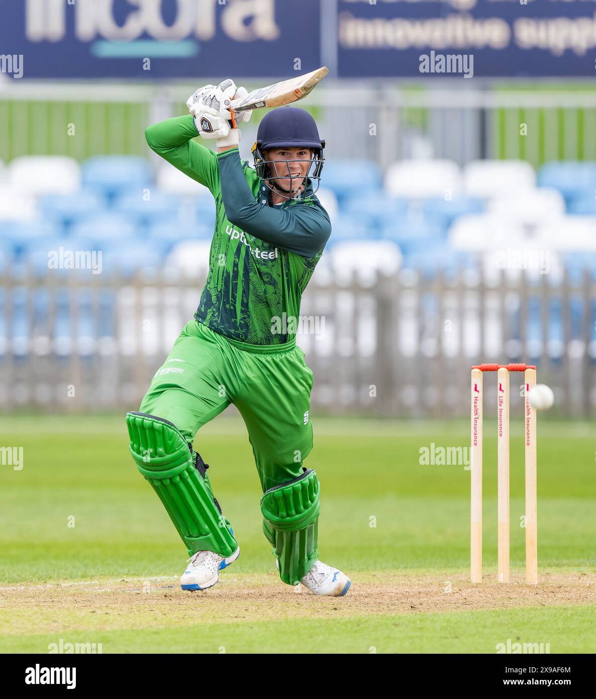 JP Lees schlug für Leicestershire in einem zweiten Spiel der XI T20 Championship gegen Derbyshire Stockfoto