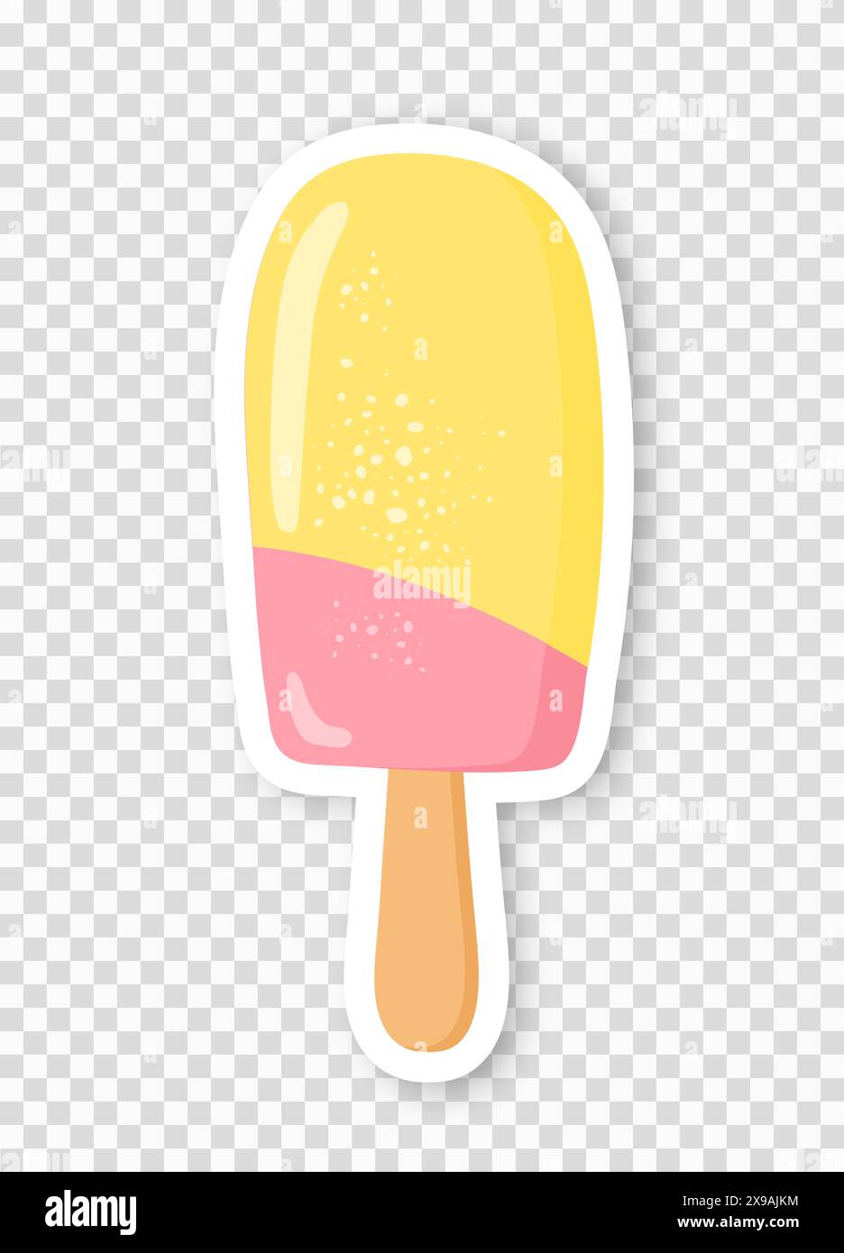 Bananen-Himbeereis auf einem Stock auf transparentem Hintergrund. Stock Vektor