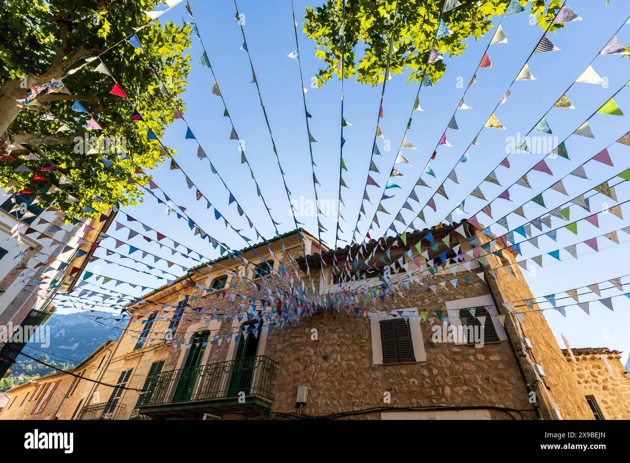 Bergdorf Fornalutx, Mallorca, Mallorca, Balearen, Spanien Stockfoto