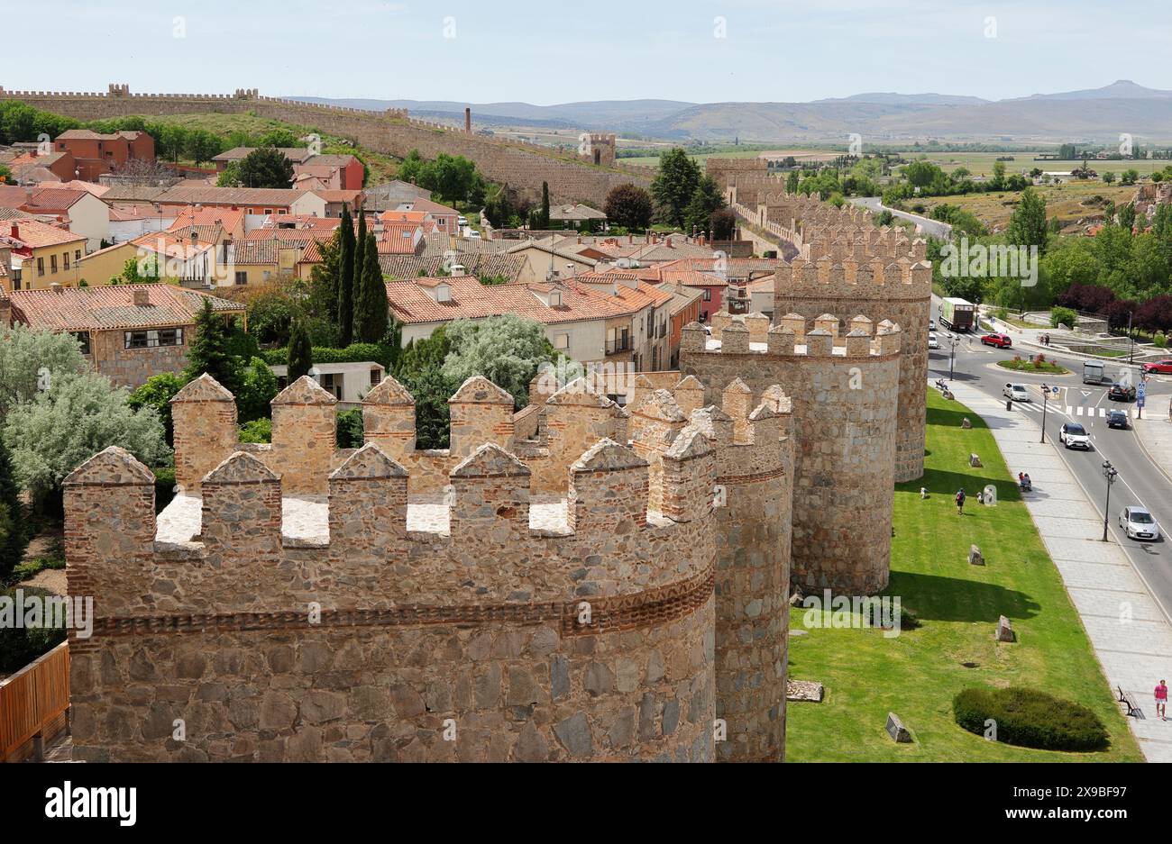 Blick von den Festungsmauern von Avila, Spanien Stockfoto