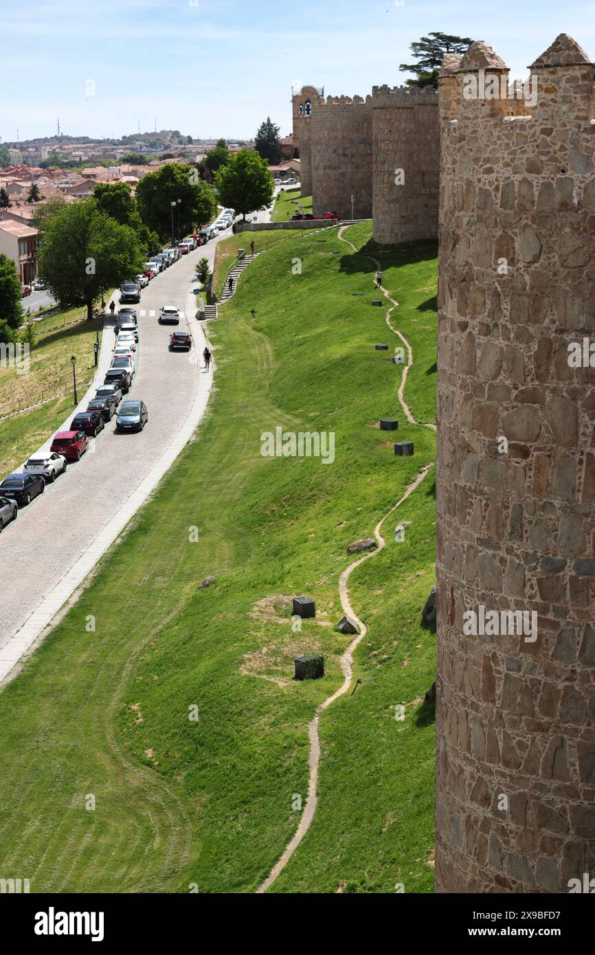 Blick von den Festungsmauern von Avila, Spanien Stockfoto