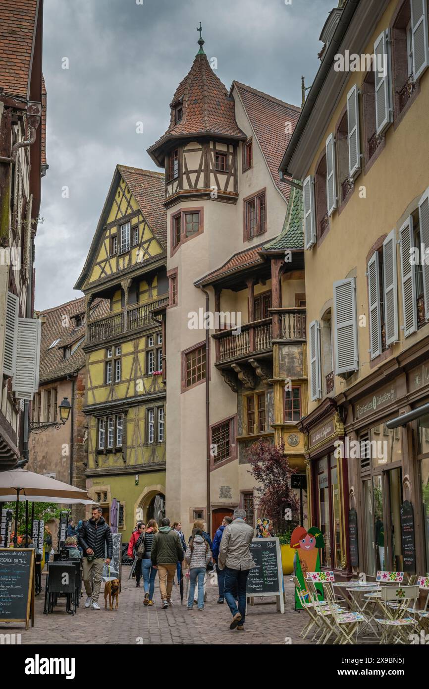 Altbauten, Maison Pfister, Rue des Marchands, Altstadt, Colmar, Elsass, Frankreich Stockfoto