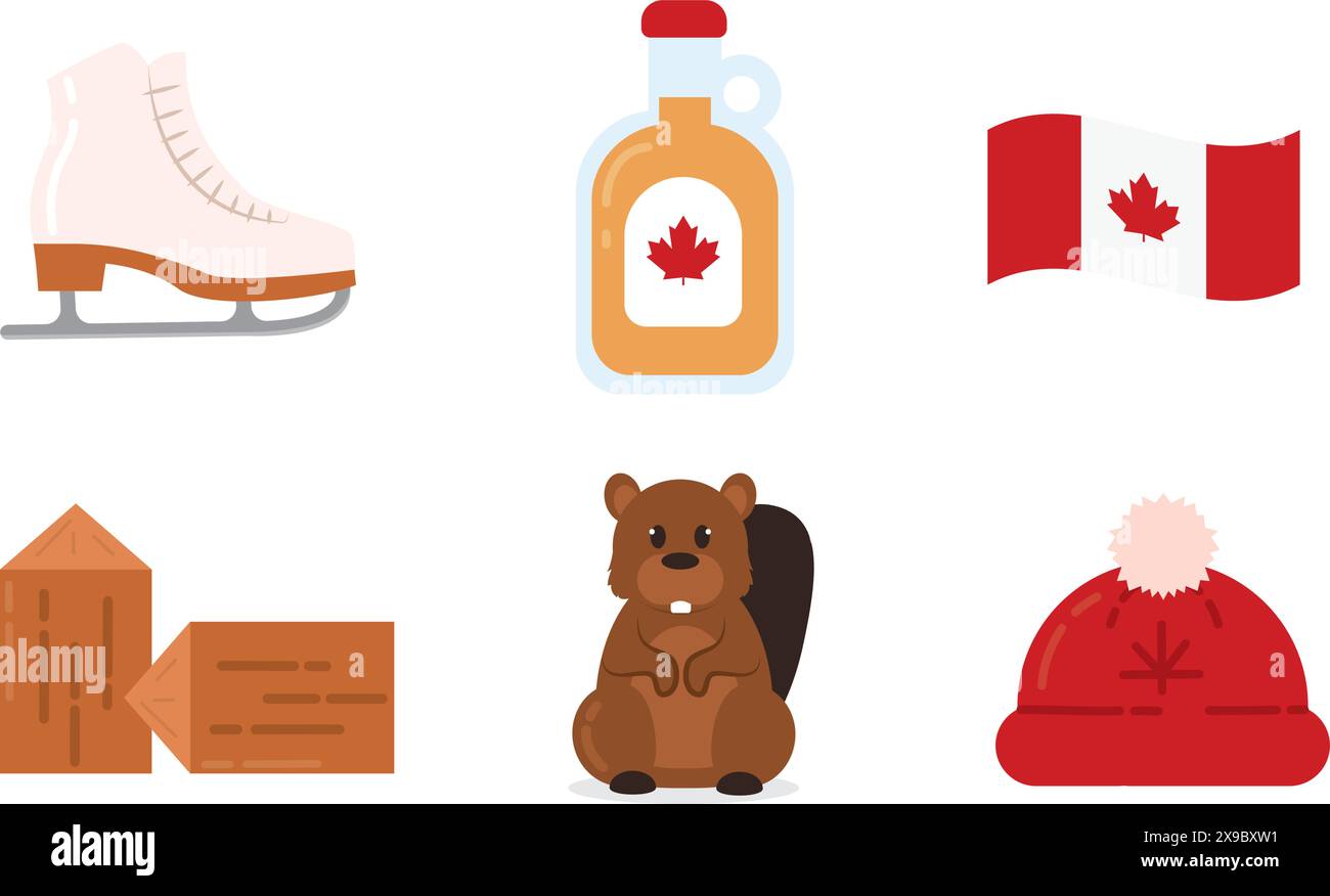 Satz farbiger Symbole für kanada Vektor-Illustration Stock Vektor