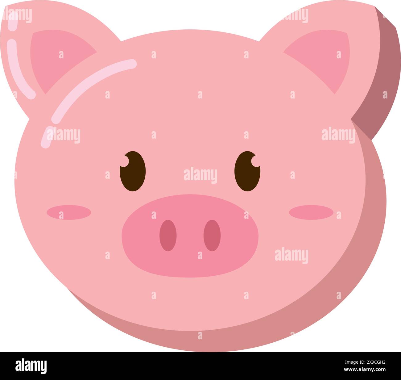 Süßer Kawaii Schwein Tier Charakter Emoticon Vektor Stock Vektor