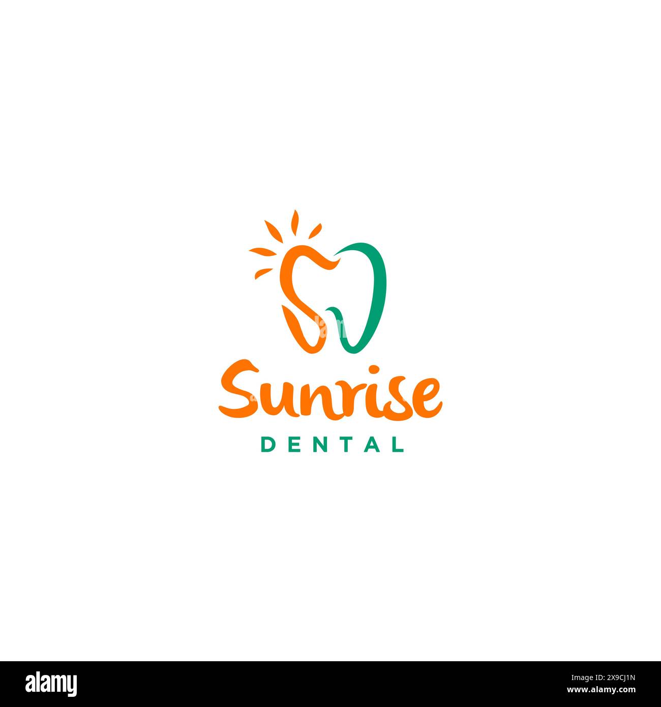 Zahnsymbol aus Anfangsbuchstaben SD-Logo-Design. Initialen S und D im Sunrise Dental Logo Design. Stock Vektor