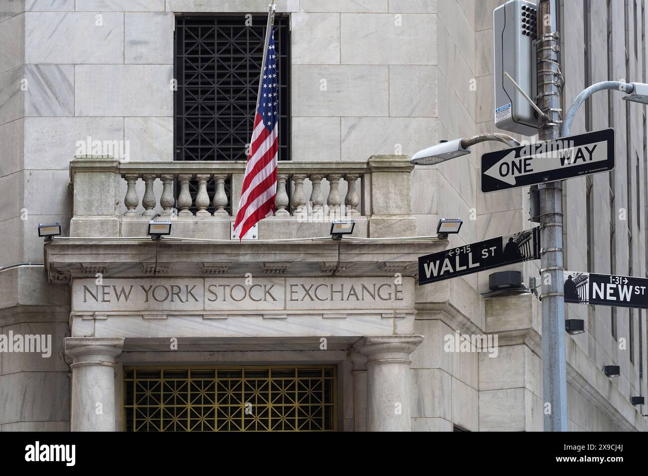 Eintritt zum New York Stock Exchange Building Stockfoto