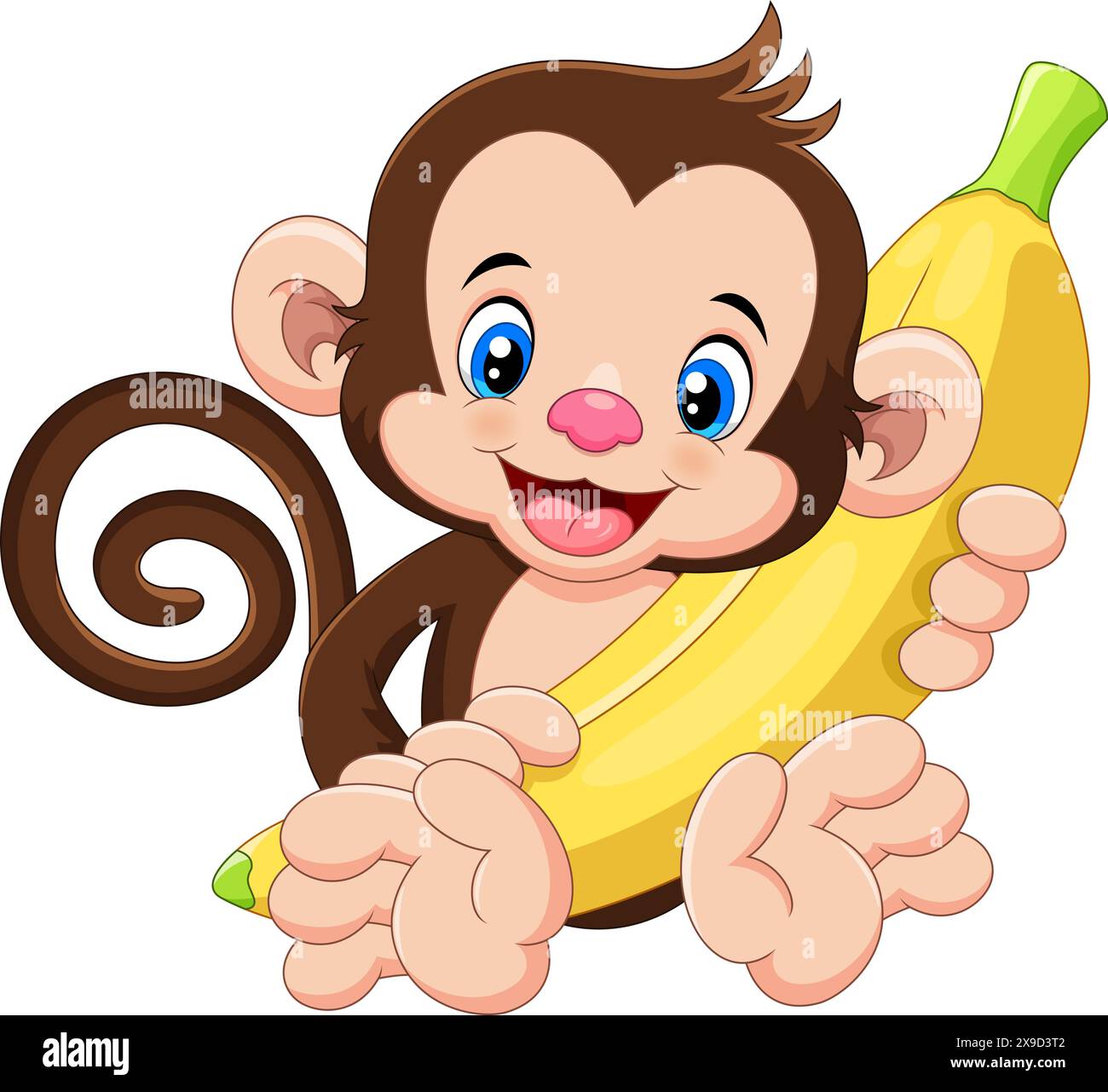 Cartoon nette Baby Affe Vektor Illustration auf weißem Hintergrund Stock Vektor