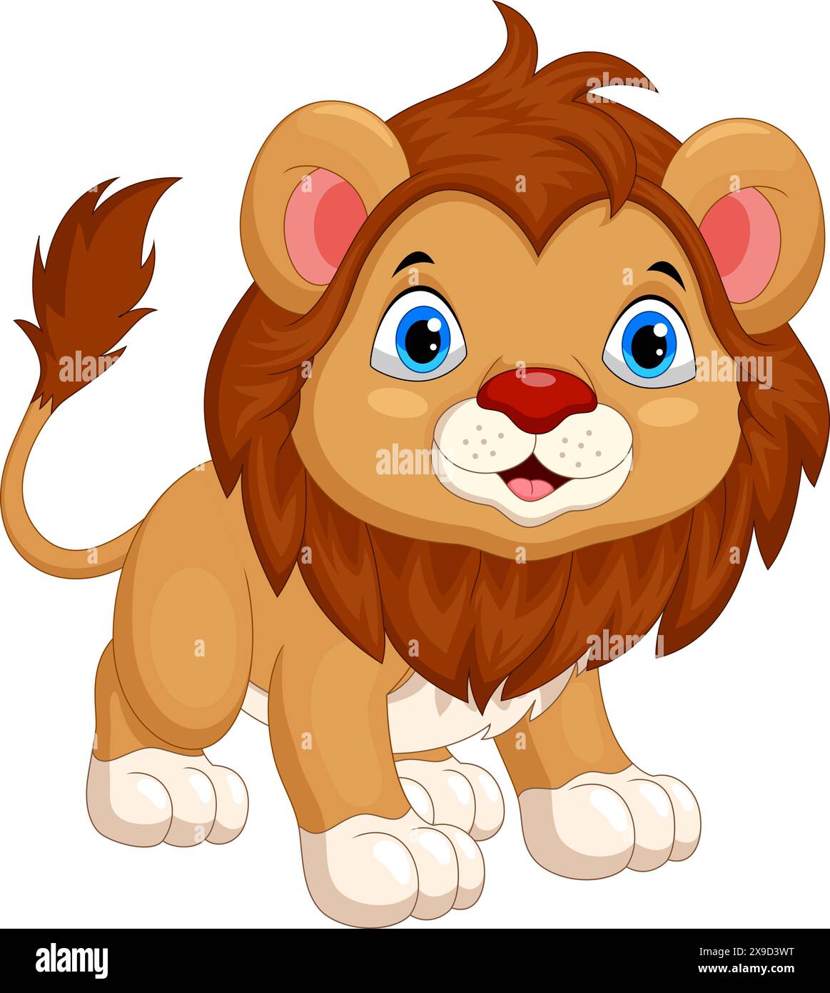 Niedlicher Baby-Löwe-Cartoon isoliert auf weißem Hintergrund Stock Vektor