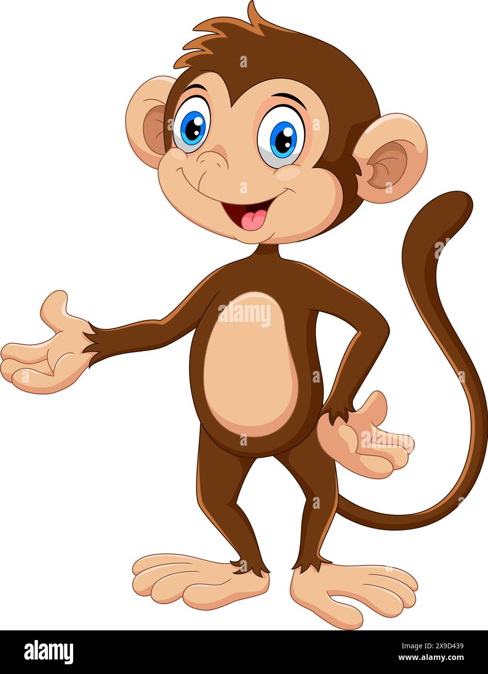 Lustige Affen-Cartoon-Vektor-Illustration auf weißem Hintergrund Stock Vektor