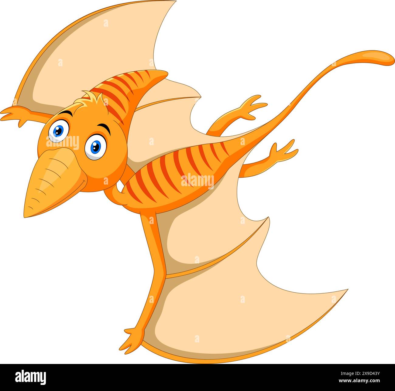 Netter Pterodactyl Dinosaurier Vektor Illustration Cartoon auf weißem Hintergrund Stock Vektor