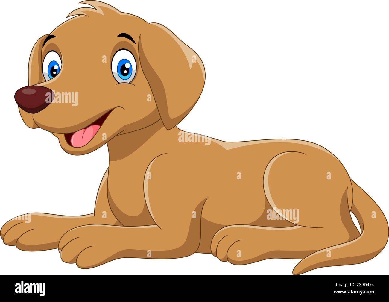 Vektor-Illustration des glücklichen Zeichentrickwelpen isoliert auf weißem Hintergrund. Stock Vektor