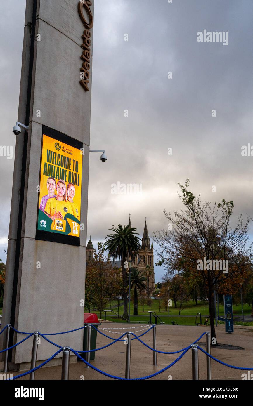 Adelaide, Australien. 31. Mai 2024. Adelaide, Australien, 31. Mai 2024: Ein Blick außerhalb des Stadions vor dem internationalen Freundschaftsspiel zwischen Australien und China PR im Adelaide Oval in Adelaide, Australien. (NOE Llamas/SPP) Credit: SPP Sport Press Photo. /Alamy Live News Stockfoto