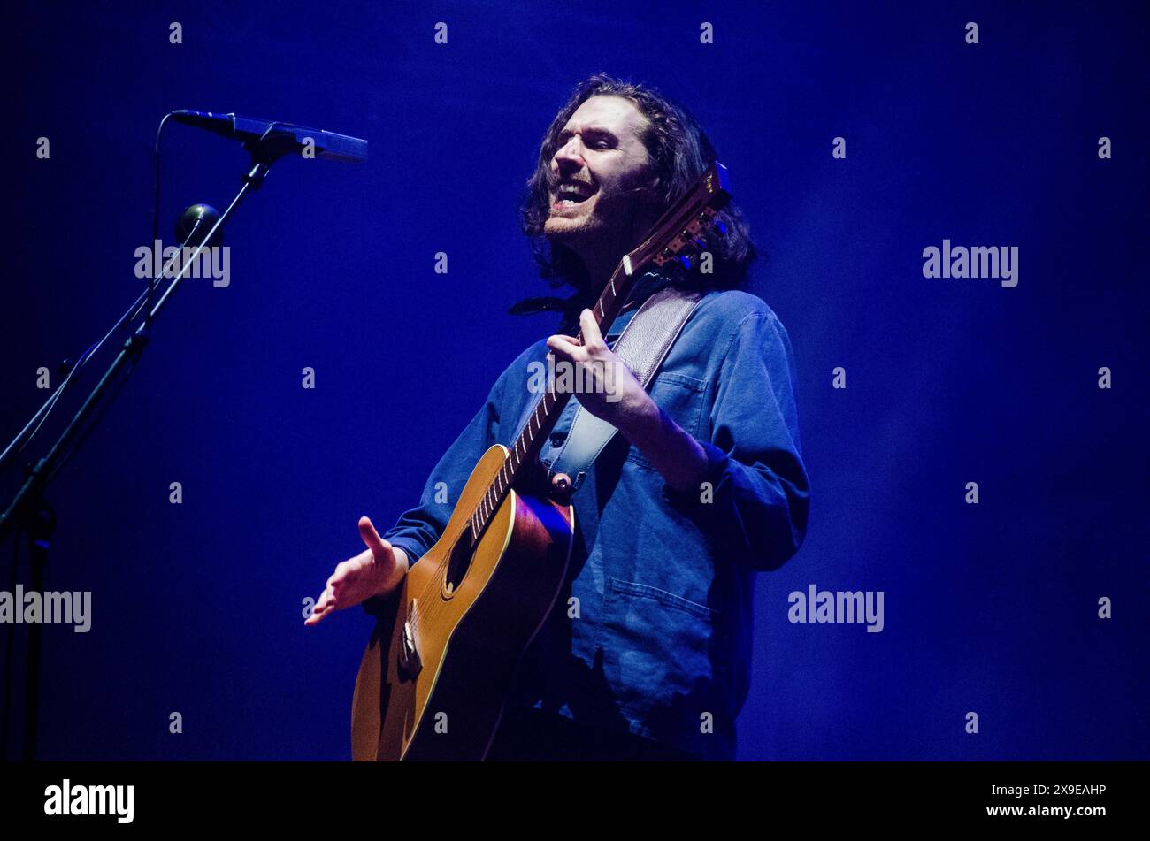 Hozier trat beim Release Athens Festival in Plateia Nerou/Griechenland auf, Juni 2019 Stockfoto