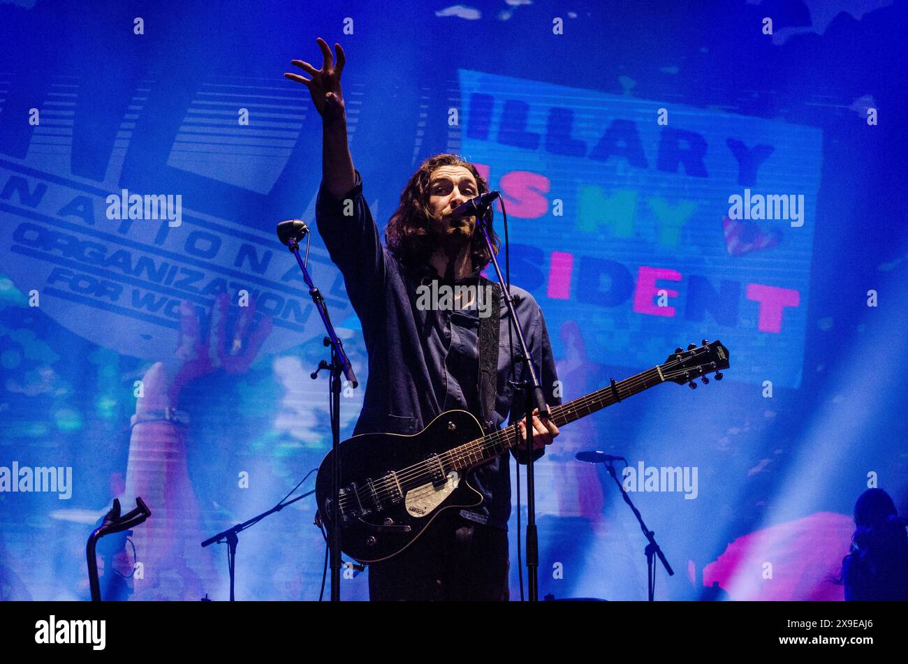 Hozier trat beim Release Athens Festival in Plateia Nerou/Griechenland auf, Juni 2019 Stockfoto