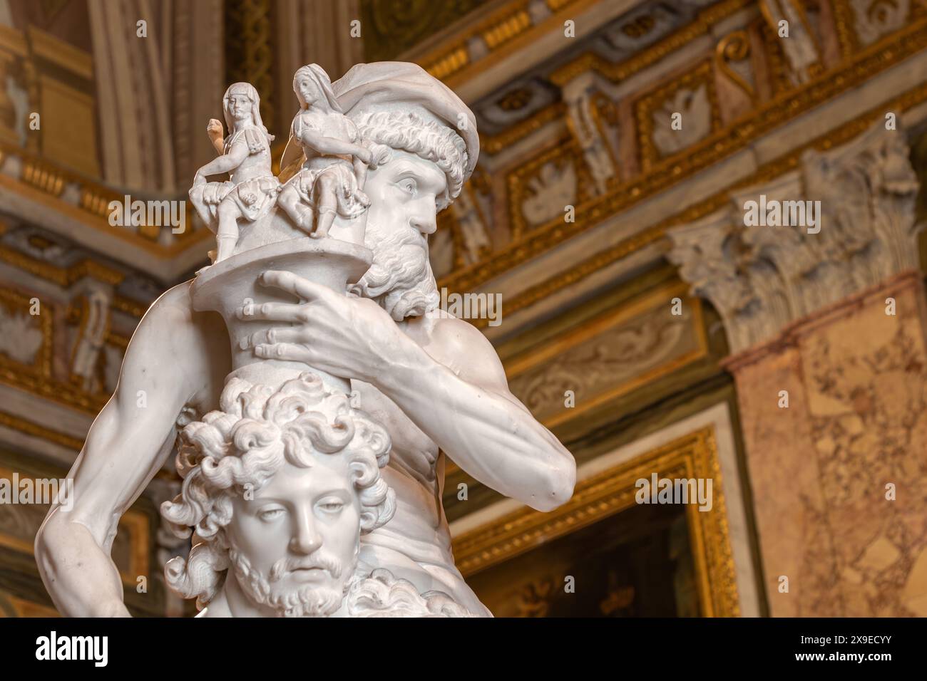 Aeneas, Anchises und Ascanius eine Skulptur von Gian Lorenzo Bernini, die 1618-1619 in der Galleria Borghese in Rom, Italien, entstand Stockfoto
